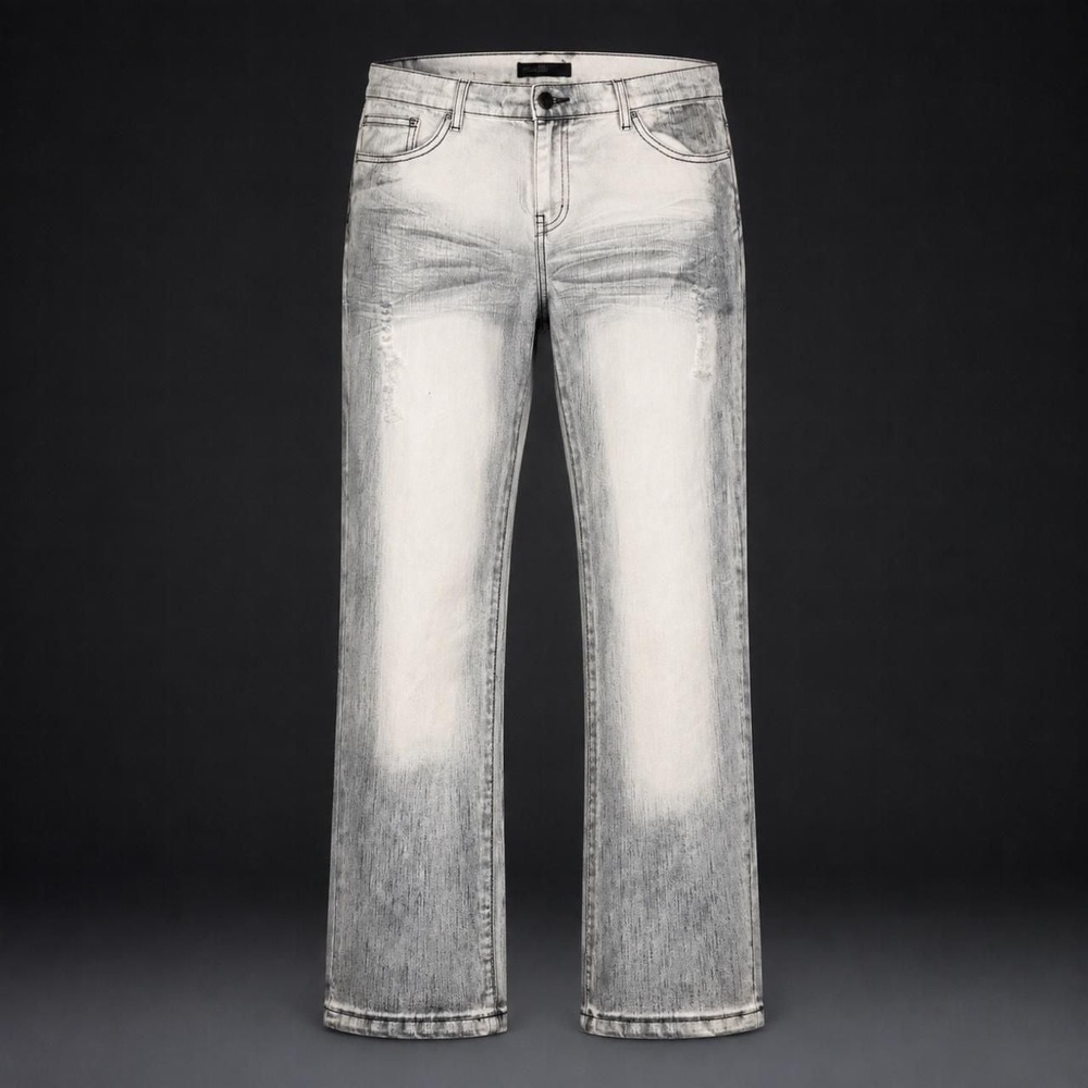 Gold Plowa Jeans Bleached Distressed Straight Leg Jeans Gray Women Size 16